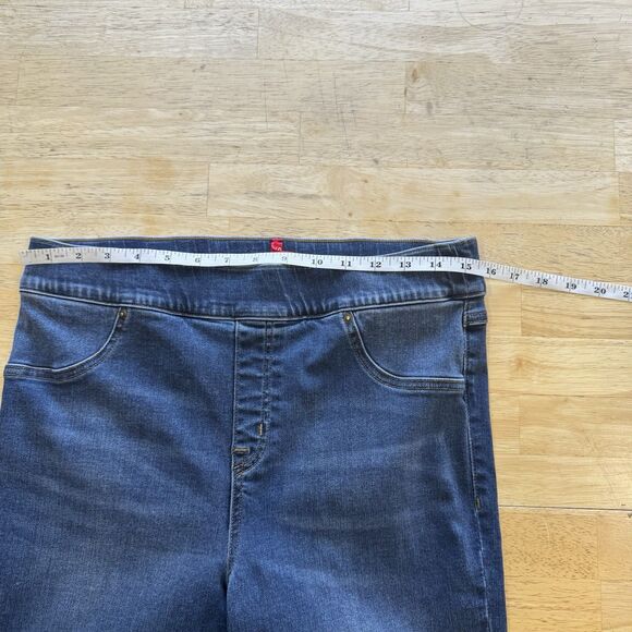Spanx Distressed Denim Jeans Stretch Ankle Skinny Frayed Medium Wash Pull On XL - Picture 7 of 11